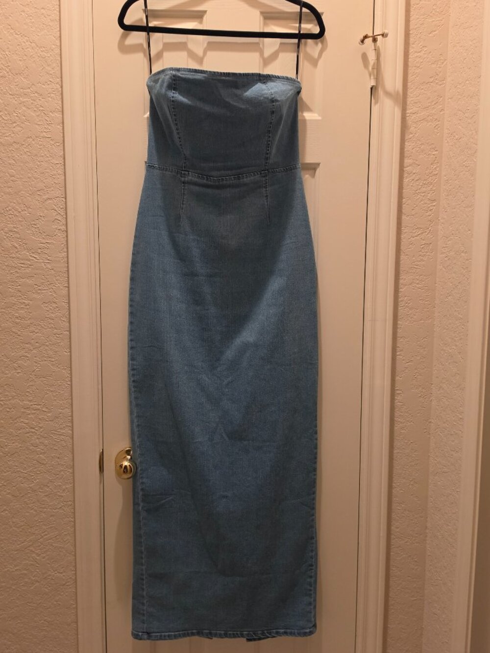 Strapless Denim Maxi Dress